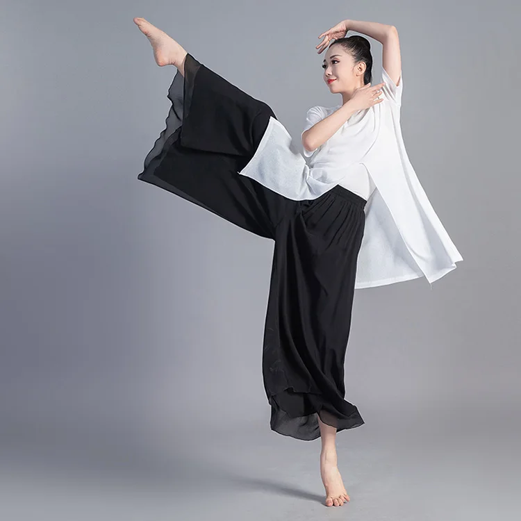 Women Dancing Pant For Women Classical Dance Modern Dance Chinese Folk Dance Practice Loose Pant Long Chiffon Wide Leg Pants