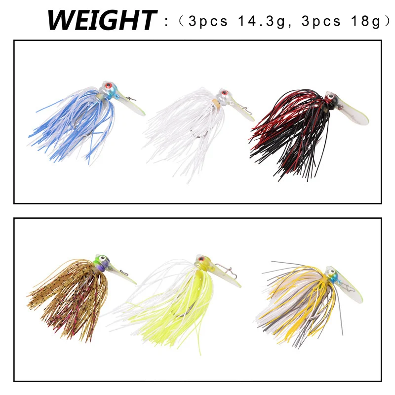 6pcs 12pcs 14.3g-18g TPU weedless Jig head fishing lure hooks casting bait weed guard with silicone skirts for bass pike fishing