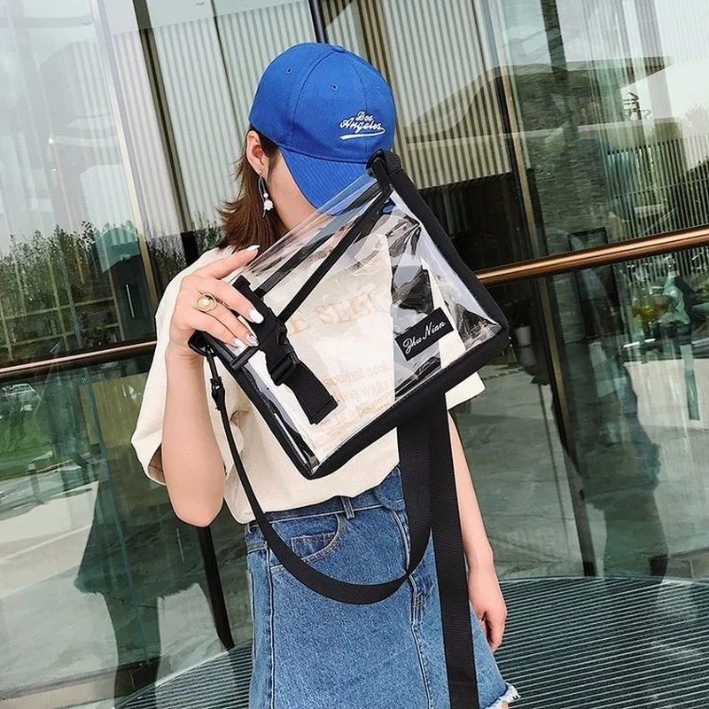 Large Capacity Transparent Bags Messenger Harajuku Japanese Style Preppy Students All-match Fashion  Summer New Popular