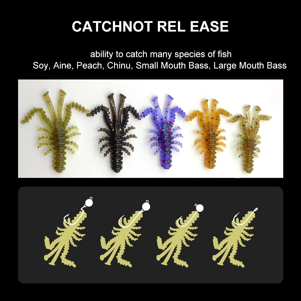 KESFISHING Mosya Shrimp 35mm High Quality Baits For Trout Pike Perch Pesca Silicone Artificial Soft Fishing Lures