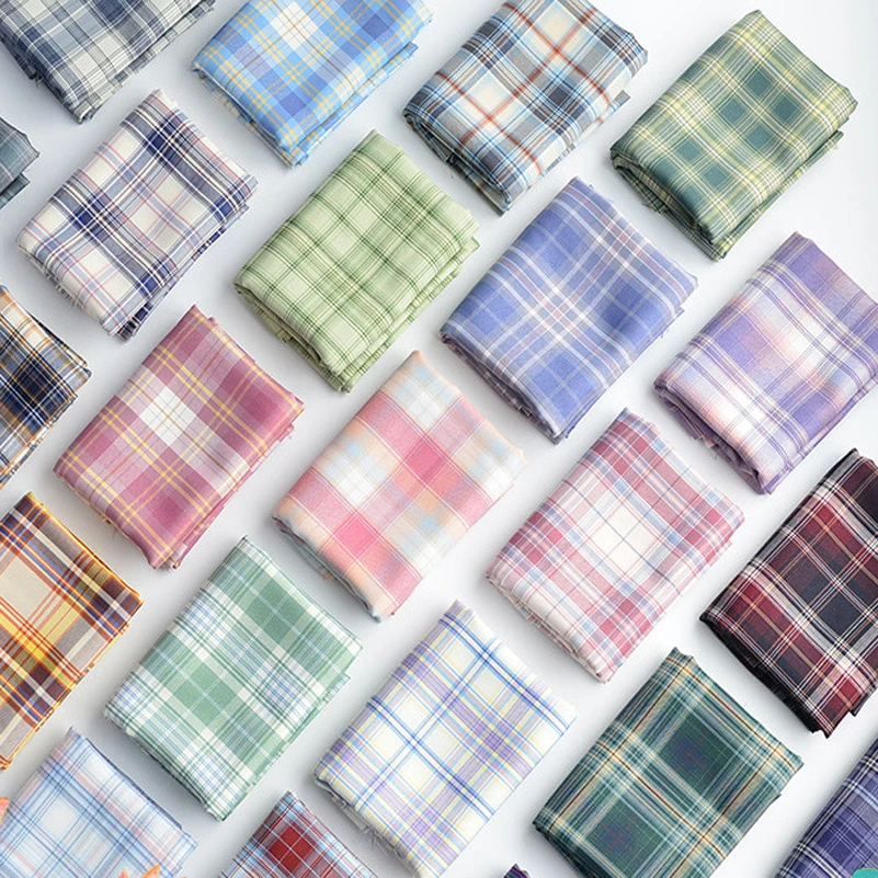 Plaid Yarn Dyed Fabric JK Japanese School Uniform Colored Fabrics For Sewing Pleated Skirt Hair Ring By Meters