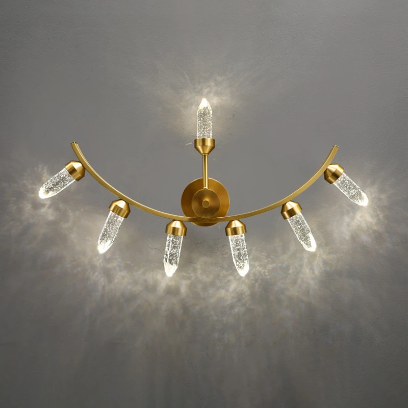 

European Classical Crystal LED Ceiling Lamp Bedroom Living Room Kitchen Hotel Copper Material Simple Retro Lighting Fixture