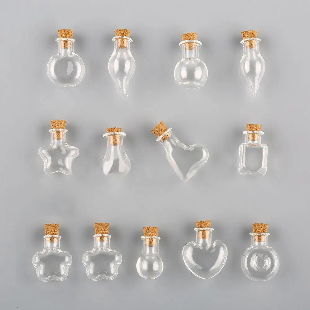 5Pcs Cork Stopper Small Empty Glass Bottle Tiny Glass Jars With Cork Decorative Wish Glass Jars Wedding Holiday Mini Containers