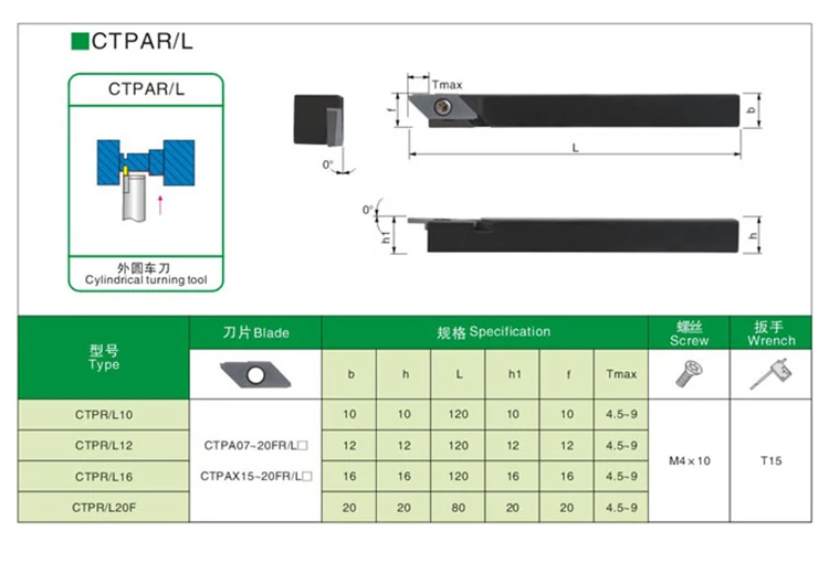 Tornio portautensili per tornitura esterna fresa per scanalatura CTPAR10 CTPAR12 CTPAR16 CTPAR20 hai bisogno di inserti in metallo duro CTPA CTP
