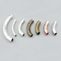 3Pcs Tibetan Silver/Bronze Long Bar Tube Curve Slide Spacer For 6mm 8mm Round Leather Necklace Bracelet Jewellry Findings Making