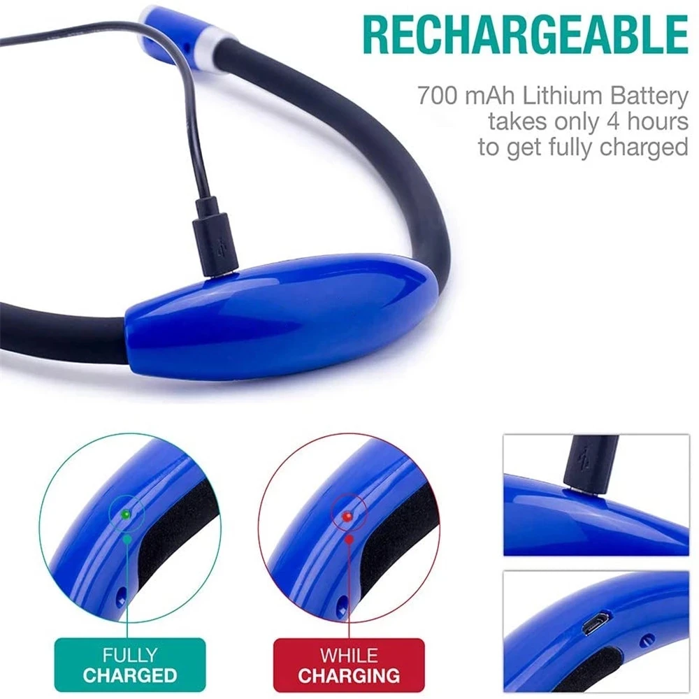 USB Rechargeable Portable Neck Book Light with 4 LED Reading Lamp 3 Modes Flexible Head Torch for Camping And Reading