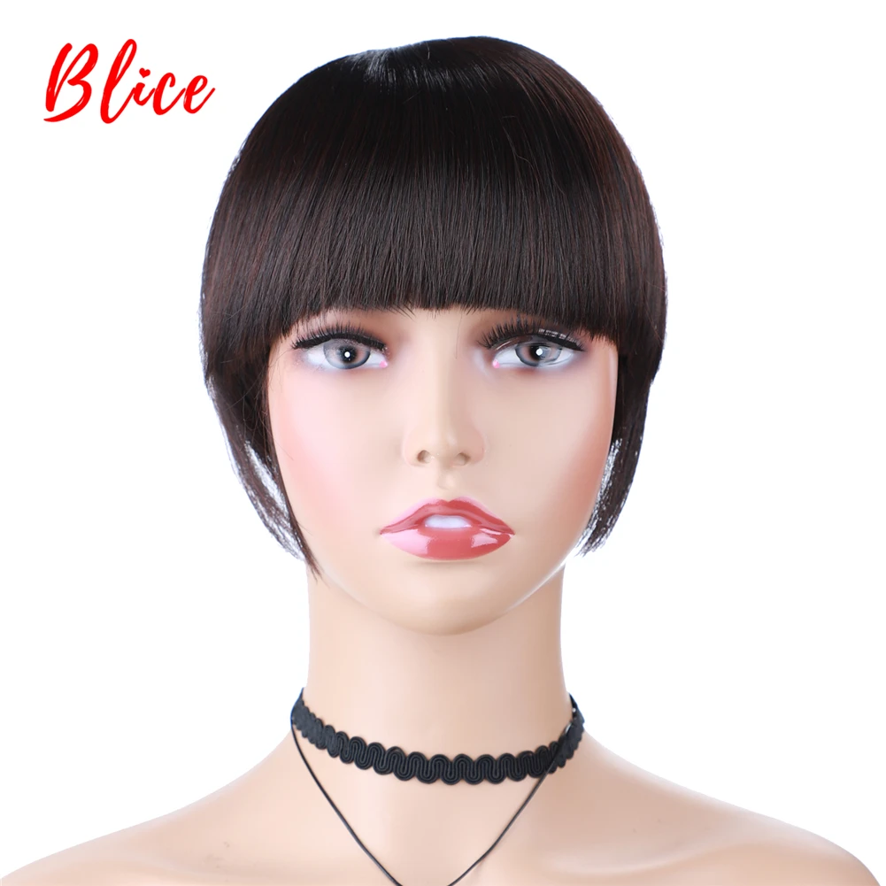 

Blice Fake Silky Straight Fringe Clips In Bang Synthetic Hair Extensions Kanekalon Hairpieces For Women