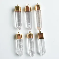 Wholesale 6pcs/lot 2020 new fashion good quality natural crystal pillar charms Pendants for jewelry marking free shipping