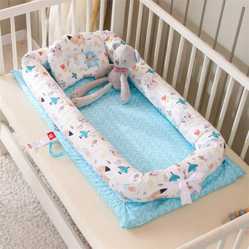 QWZ New Portable Baby Bionic Bed Cotton Cradle Baby Bassinet Bumper Folding Sleep Nest for Toddler Newborn Play Mat Travel Bed