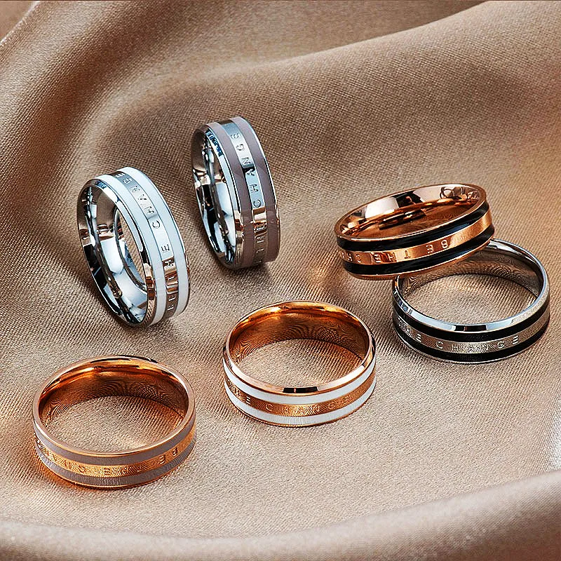 Couple Wide Ring for Men Women Multicolor Epoxy Titanium Steel Finger Accessories Jewelry Lover Gift (GR408)