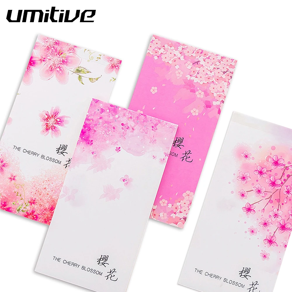 Umitive 1pcs Cherry Blossom Grid Line Blank Notes memo pad To Do List Office And School Supplies