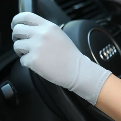 Ladies Ice Silk Sunscreen Gloves Thin Spring Autumn Non-Slip Breathable Summer Driving Gloves Female SZ036