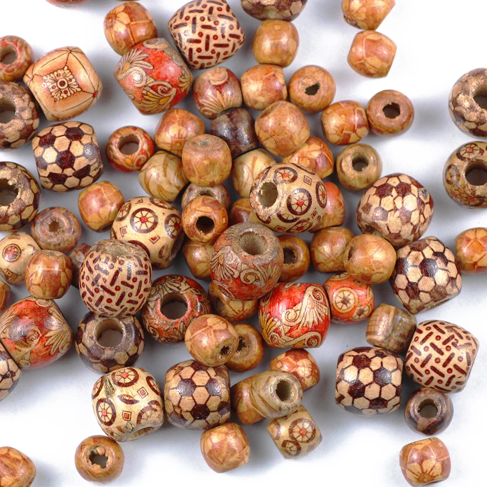 10~100pcs 9*10/16*17mm Painted Wooden Beads Round Big Hole Spacer Beads For Jewelry Making Charm Bracelet DIY Accessorie