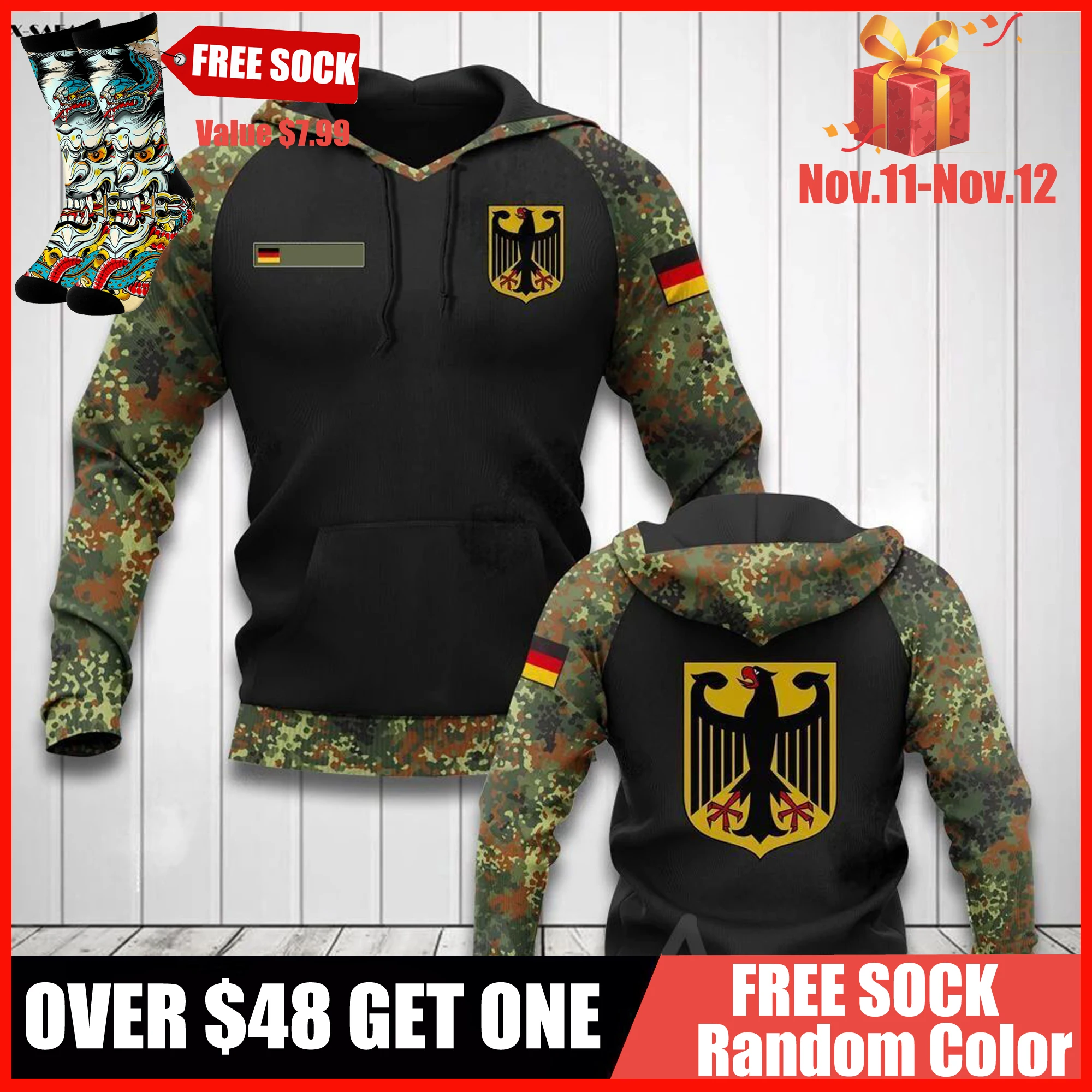 

1 GERMANY COAT OF ARMS CAMO Country Flag 3D Printed Man Female Zipper HOODIE Pullover Sweatshirt Hooded Jersey Tracksuits