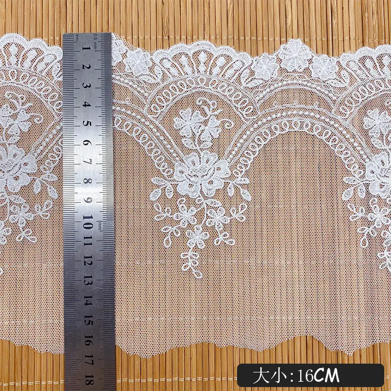 1 Yard  White Black Lace Trim for Bridal Costume or Jewelry Crafts and Sewing Embroidery Golden Lace Fabric Mesh 16cm