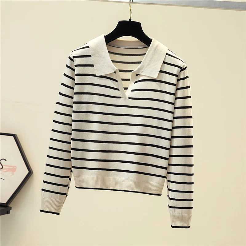 Jersey Mujer 2021 New Striped Sweater Women Long Sleeve Casual Retro Clothes Autumn Sweaters Female Knitted Pullovers Clothing