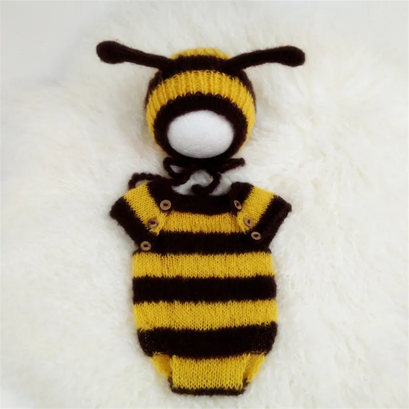 2022 Newborn baby photography props,Handmade mohair Bee costume for newborn photo prop