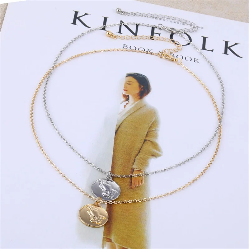 FNIO 2019 Gold Color Chain Cross Necklace for Women Moon Pendant Necklace Religious Retro Charm Necklace Necklace Jewelry image 6