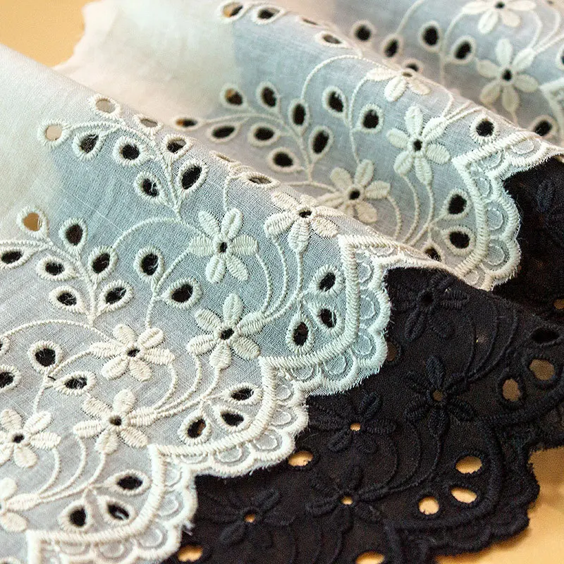 13.8cm*2Yards Embroidery Hollow Flower Cotton Lace Trims For Wedding Dress Home Textiles Clothing Accessories