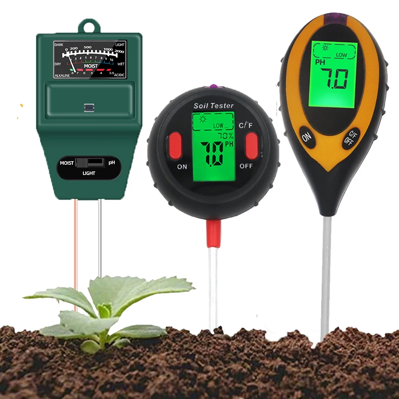 2/3/4/5 IN 1 Soil PH Meter Soil Tester PH Sunlight Moisture Temperature Humidity Sensor Acidity Garden Temp Soil Gauge Meter