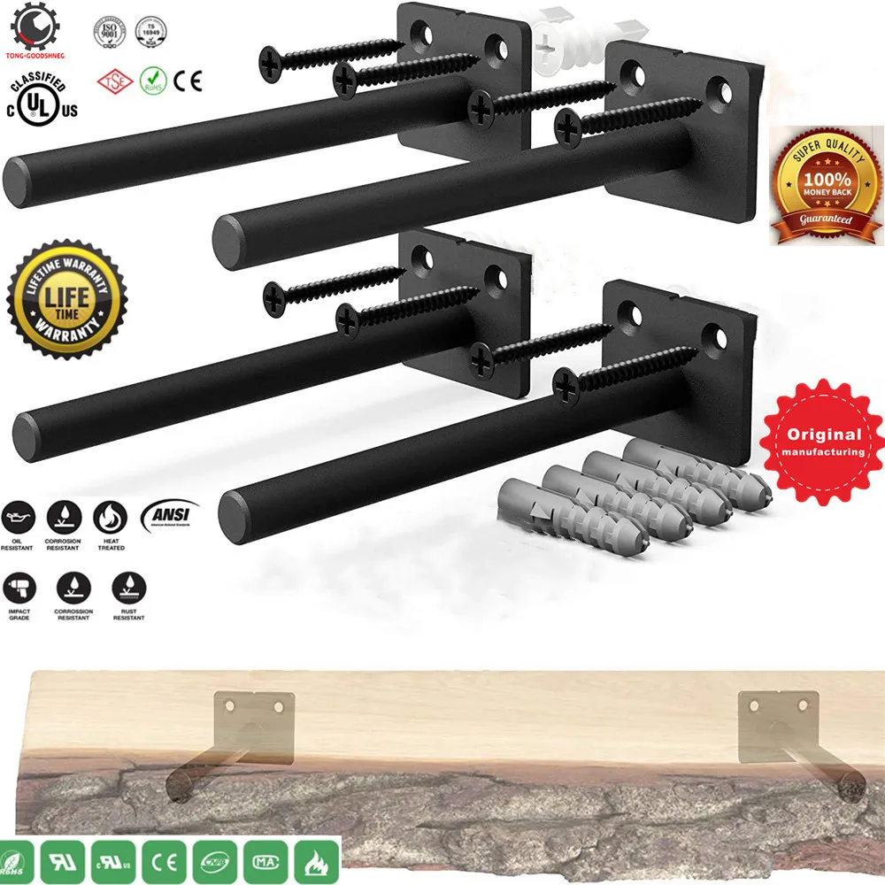 Floating Shelf Brackets,Heavy Duty Hidden Shelf Brackets Solid Steel Blind Shelf Support Hardware for Floating Wood Shelves