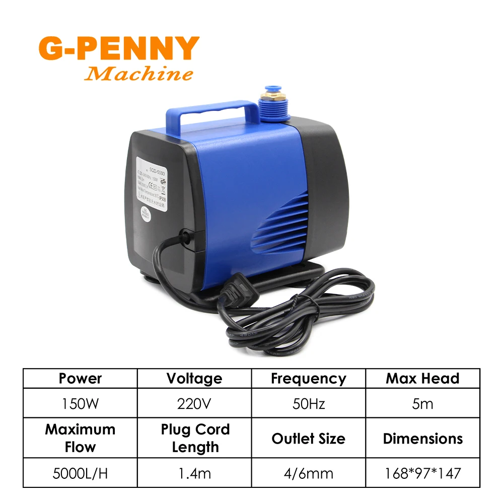 Pompa wodna 220V 150W maksymalna głowica 5m maksymalny przepływ 5000L/H wielofunkcyjna pompa głębinowa częstotliwość 50Hz rozmiar wylotu 6/4mm