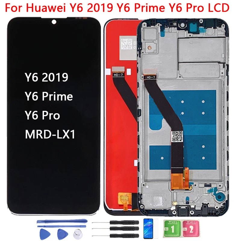 Original Y6 Prime 2019 LCD For Huawei Y6 2019 LCD Display With Frame MRD -LX1f Touch Screen Digitizer Assembly 6.09 inch LCD