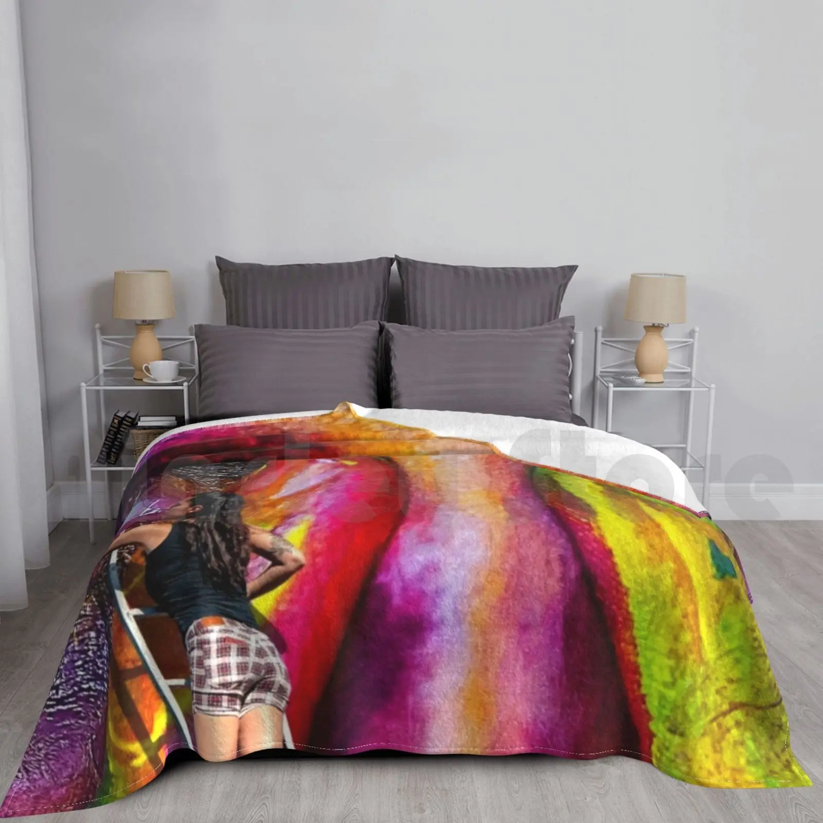 Wall Art Graffiti Blanket Fashion Custom Graffiti Street Art Banksy Funny Stencil Street Urban Artist Bansky Modern
