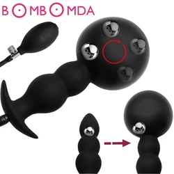 Adult Products Expandable Butt Plug With Metal Ball Silicone Massager Sex Toys for Women Men Inflatable Anal Plug Dilator