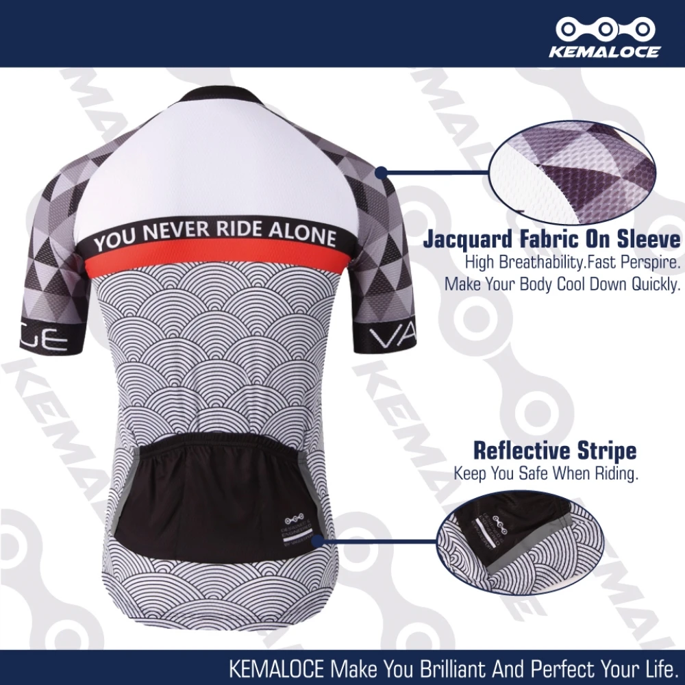 KEMALOCE 2022 Cycling Jersey Professional Men Road Race Reflective Men Gray Bicycle Shirt Hidden Zipper Eco-Friendly Bike Jersey