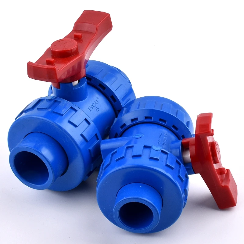 1pc 20 25 32 40 50 63mm Blue PVC Ball Valve Union Valve PVC Aquarium Water Pipe Connector Plumbing Hose Fittings Slip Shut Valve