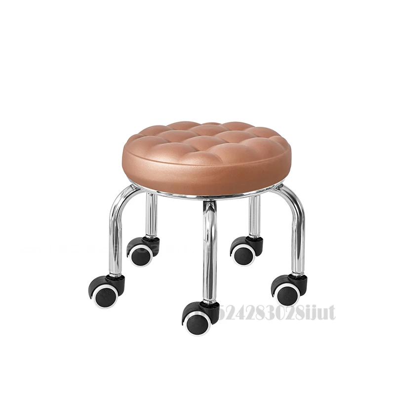 Aluminum Alloy Pulley Stool Small Round Low Stool With Wheels Home Bench Creative Back Chair Lazy Housework Stools 3 Sizes