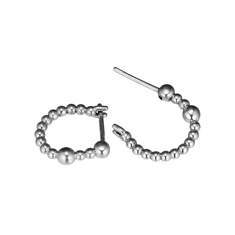 String of Beads Hoop Earrings 925 Sterling Silver Jewelry Women Earrings Fashion Design Silver Earrings Girl Jewelry Accessories