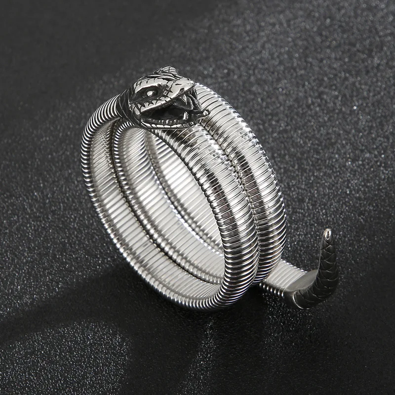 

316L stainless steel personality creative fashion snake-shaped multi-circle opening titanium steel men's bracelet