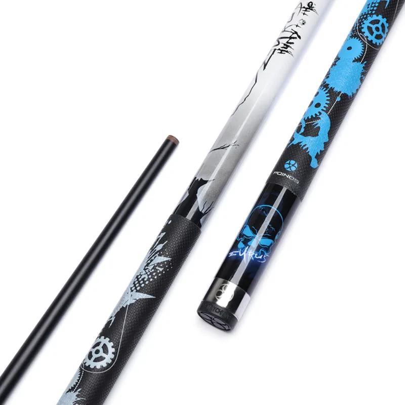 2020 New Arrival Poinos Black Maple Shaft Pool Cue Stick 13mm 11.5mm Tip Size Leather Handle Blue Grey Colors