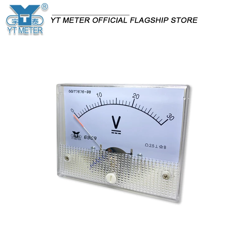 69c9 DC voltmeter 5V 10V 15V 20V 30V 50V 75V 100V 150V 200V 250V 300V 450V 500V 600V pointer 64 * 80mm voltage measurement