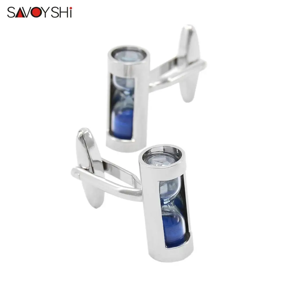

SAVOYSHI Funny Blue Hourglass Cufflinks For Mens Shirt Cuff buttons High Quality Cuff links Fashion Accessories Jewelry
