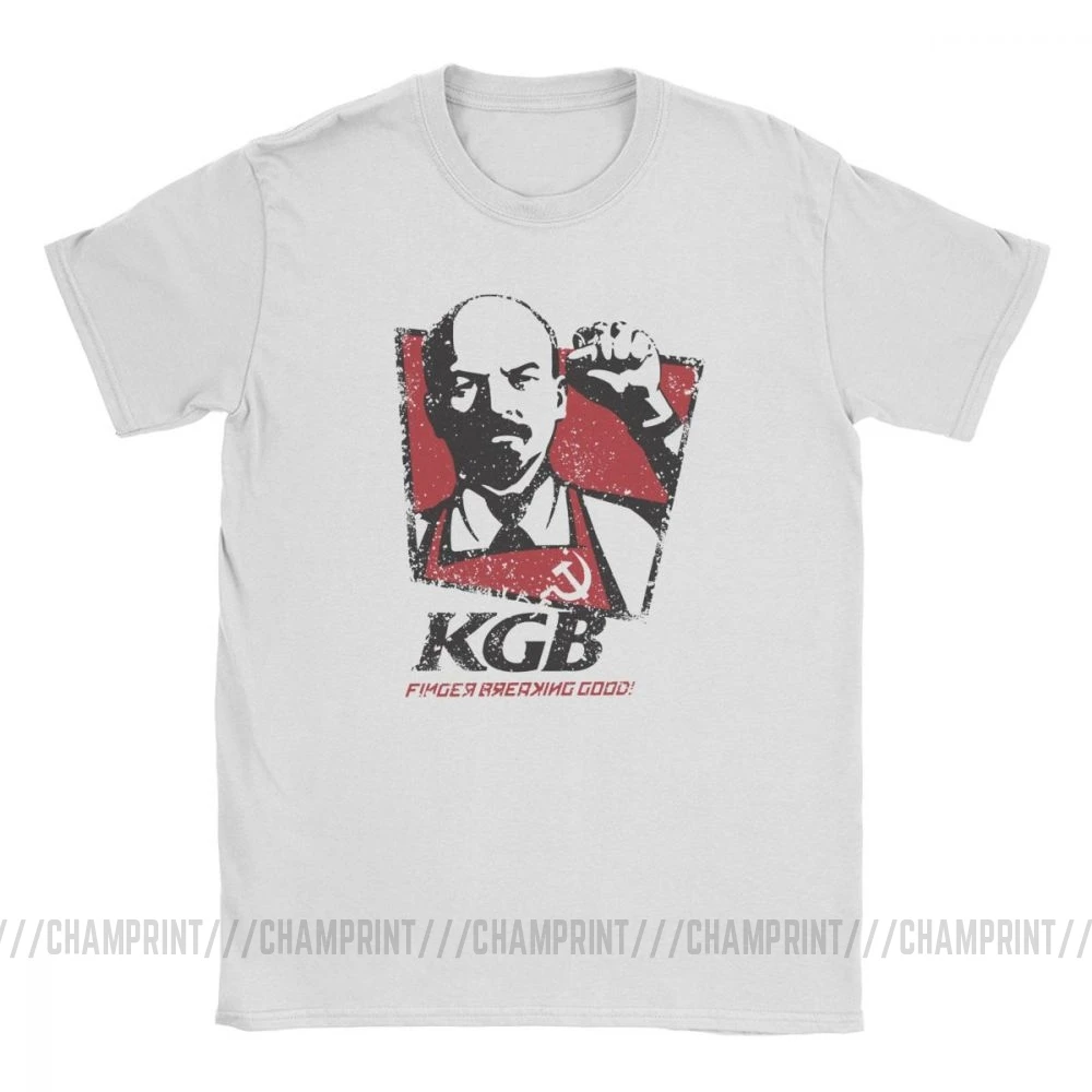 KGB Vladimir Lenin Men T Shirts USSR Russia Communism Marxism Socialism Vintage Tees Crewneck T-Shirts 100% Cotton Gift Clothes