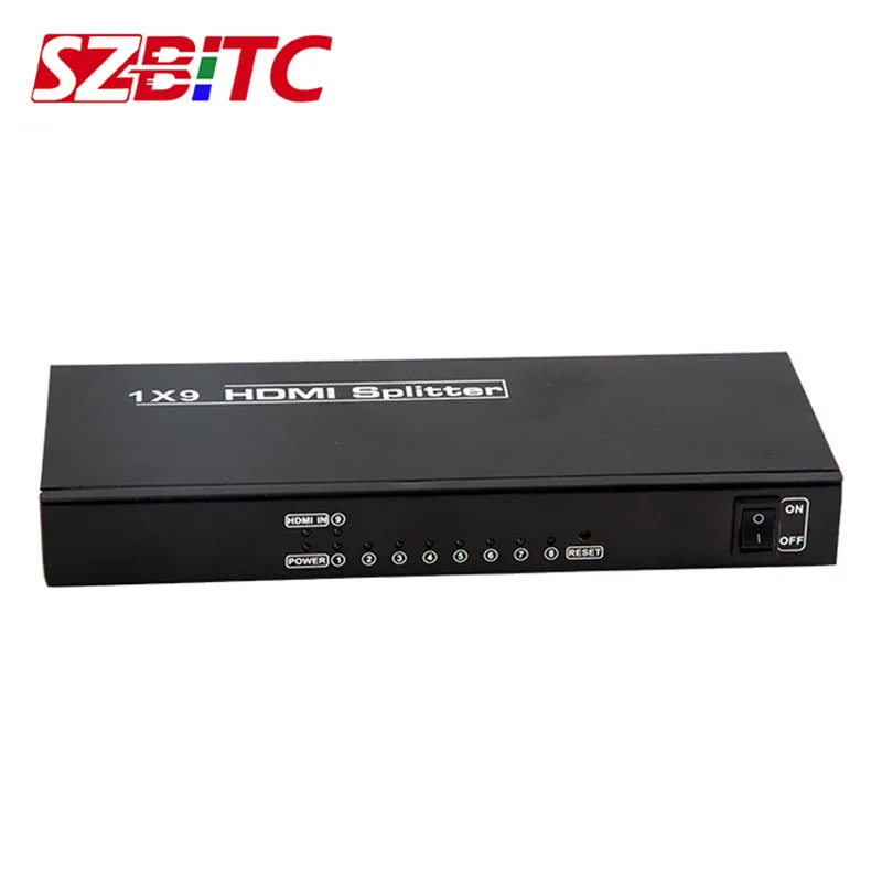 SZBITC 4k 1 In 9 Out 1x 9 HDMI dağıtıcı dönüştürücü bölünmüş ekran kablosu DVD PS3 Xbox HDTV için güç adaptörü ile