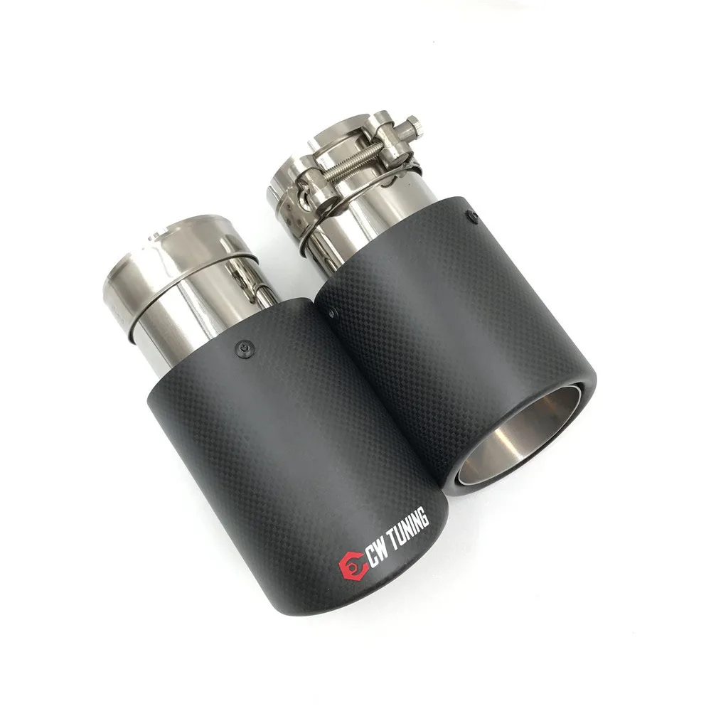 A Piece Car Carbon Muffler Tip Exhaust System Matte Universal Crimping Stainless Sandblasting Exhaust Tip Mufflers For Ak