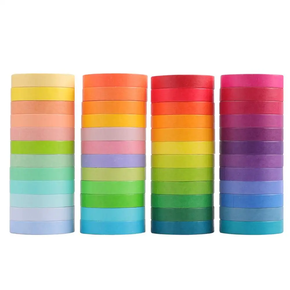 48pcs Rainbow Washi Tape Set 7.5mm Lace Paper Adhesive Masking Tapes Decoration Stickers Diary Album DIY F6718