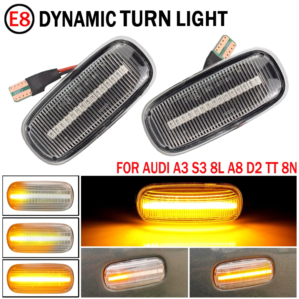 For Audi A2 A3 8L A4 B5 A6 4B C5 A8 4D TT 8N Led Dynamic Side Marker Turn Signal Light moving Sequential Blinker Light 2Pcs