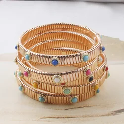NeeFuWoFu Freshwater Pearl Bracelet 7mm Spring Chain Fashion Color Copper Natural Stone Madera Pulseira Estrela De Cinco Elastic