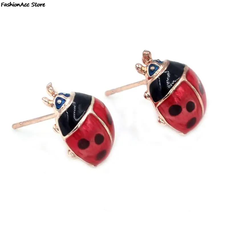 Red Oil Ladybug Ear Studs Insert Earrings Exquisite Paint Stud Earrings 1 pair