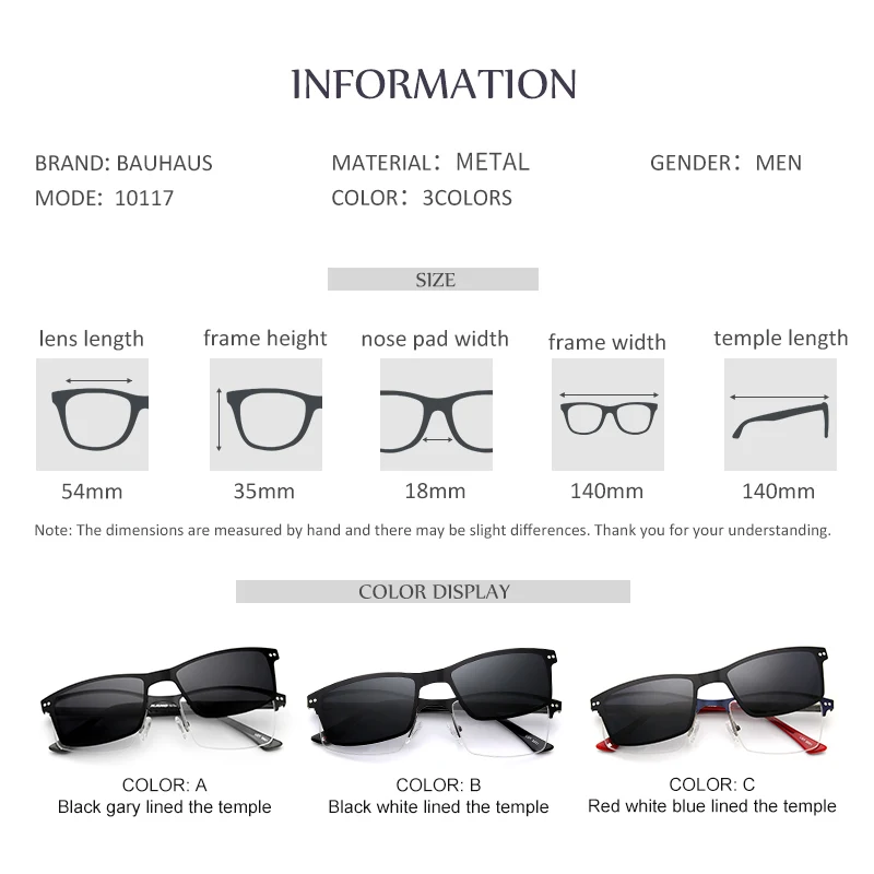 CL 10117 Metal business  Half Frame Glasses Men Computer Optical Eye Glasses Elegant Spectacle Frame For Male Transparent Clear