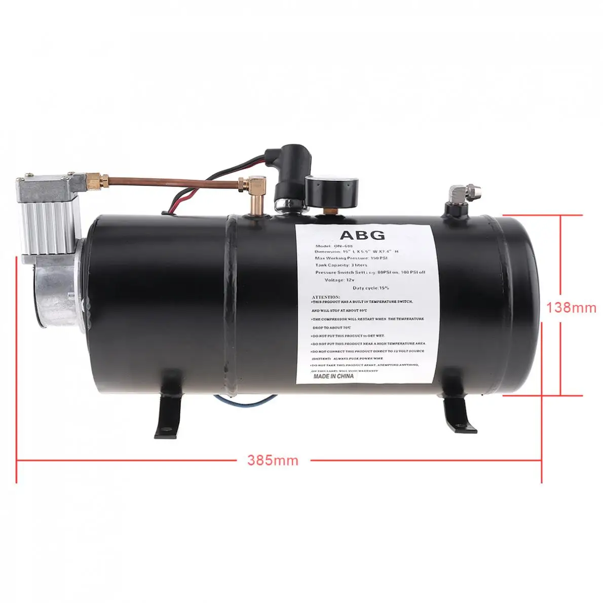 Universal 12V 150 PSI Air Horn Compressor Tank Pump for Train Auto Car Truck Boat Machine Sleeves Pneumatic Power Tools