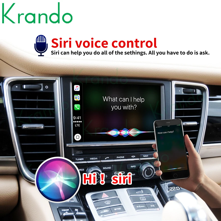 Krando Android Auto Apple Wireless Carplay For Porsche Panamera PCM 3.1 4.0 CarPlay Interface Module Reverse Camera Box