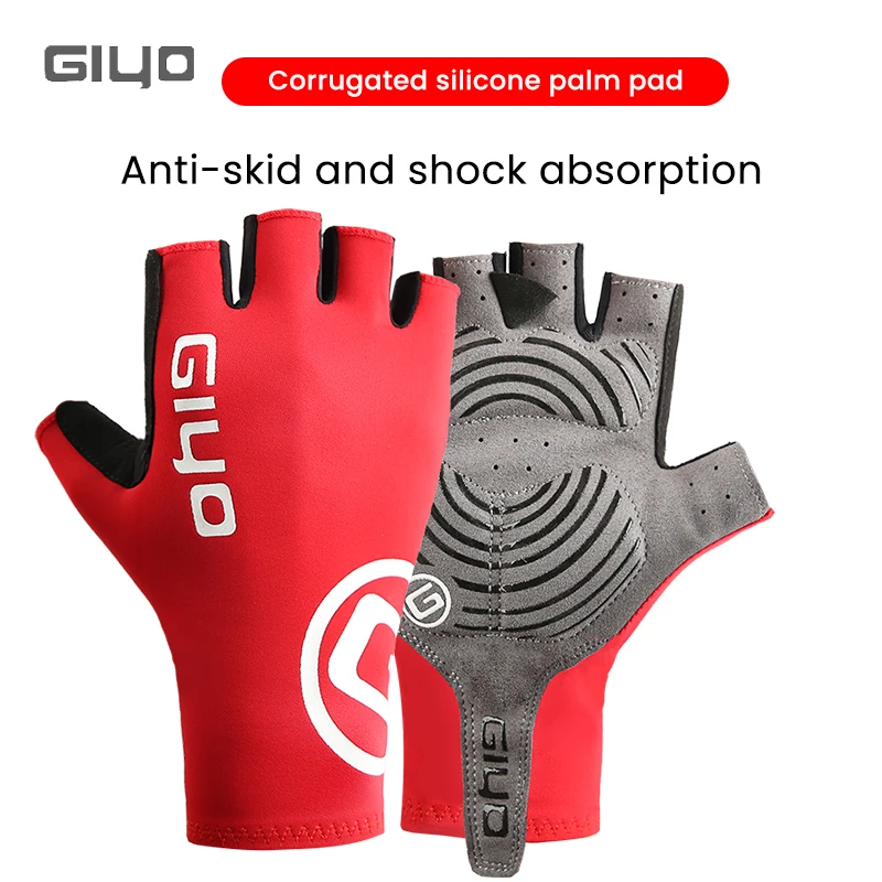 Guanti da ciclismo corti Giyo guanti senza dita bicicletta antiscivolo tessuto in Lycra guanto mezzo dito per Mtb Road Bike Sports Racing