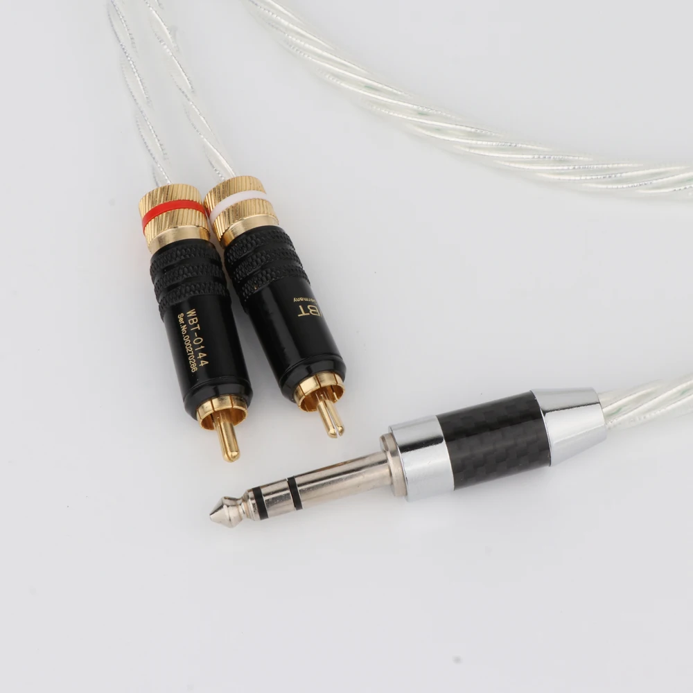 Hi-End Odin Silver Plated 6.35mm to 2RCA Jack (1/4') 1/4inch TRS(male) to Dual(2) RCA Phono Splitter Audio Extension Cable HiFi