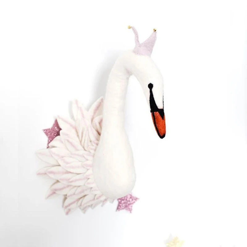 Décoration murale en forme de cygne, poupée en peluche faite à la main, jouets pour enfants, chambre de petite fille, cadeau d'anniversaire ou de mariage